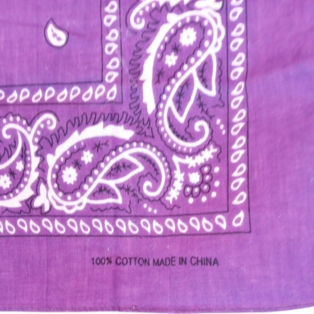 Purple Paisley Bandana 100% Cotton Classic Western Biker Headwrap Neckerchief